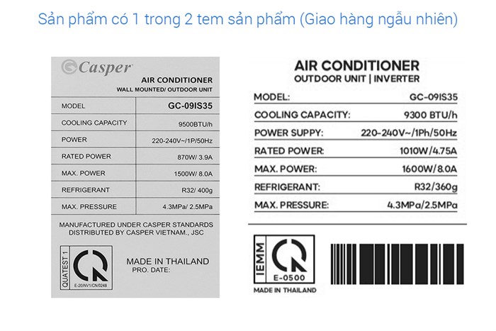 Điều Hòa Casper Inverter 9000 BTU 1 Chiều GC-09IS35 Giá Tốt
